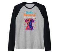 God’s Blessing Great Dane Dog Faith Fun Colorful Dots Design Raglan Baseball Tee