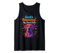 God’s Blessing Great Dane Dog Faith Fun Colorful Dots Design Tank Top