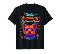 God’s Blessing Yorkshire Terrier Faith Fun Colorful Design T-Shirt