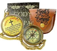 God’s Compass - Engraved Brass Compass with Leather Case, Inspirational Christian Religious Gift (Psalm 32:8), Perfect for Graduation, Baptism, Confirmation, Men & Women