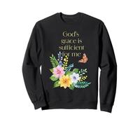 God’s Grace Is Sufficient for Me - Floral Christian Faith Sweatshirt