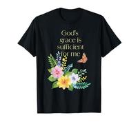 God’s Grace is Sufficient for Me - Floral Christian Faith T-Shirt