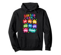 God Said I Am Colorful Puzzles Affirmations Autism Awareness Pullover Hoodie