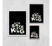 God Save The King Dark Giclee Art Print - A4 - White Frame