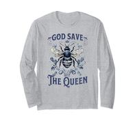 God Save The Queen Native Gardening Bee Graphic Long Sleeve T-Shirt