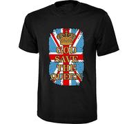 God Save The Queen T-Shirt Queen Elizabeth Platinum Jubilee British Royal Family UK Flag Kids and Adults Unisex Tee Top (Black, 4XL)