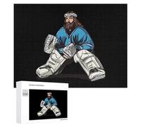 God Saves Hockey Goalie Jigsaw Puzzles for Adults 500 PCS Wooden Puzzle Pictures Photo Wall Art Decor