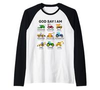 God Say I Am Handsome Accepted Strong Trucks and Tractors Raglan Baseball Tee