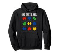 God Says I Am Autism Awareness Autistic Pride Month Pullover Hoodie