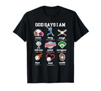 God Says I Am Baseball Christian Bible Jesus Player Kids Boy T-Shirt
