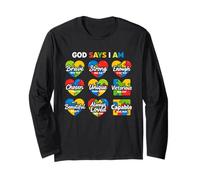 God Says I Am Brave Strong Chosen Scripture Puzzle Long Sleeve T-Shirt