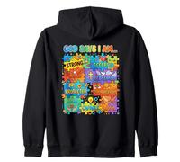 God Says I Am Christian Autism Awareness Puzzle Faith Zip Hoodie