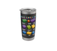 God Says I Am Christian Block Building Toy Master Builder Stainless Steel Insulated Tumbler