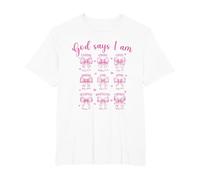 God Says I Am Christian Coquette Bow Inspirational Bible T-Shirt, Men's Big and Tall, White, 3X Tall