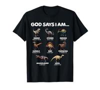 God Says I Am Christian Toddler Kids Dinosaurs T-Shirt