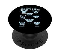 God Says I Am Christianity Believer Affirmations Butterflies PopSockets Adhesive PopGrip