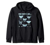 God Says I Am Christianity Believer Affirmations Butterflies Zip Hoodie
