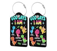 God Says I Am Loyal Accepted Victorious Capable Dinosaur Luggage Tags for Suitcases Cruise Ship Luggage Tag With Privacy Cover Label Address Card And Metal Ring Suitable for Handbags Travel Bags 4 PCS