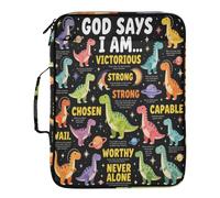 God Says I Am Outer Space Dinosaur Paper Organizer Folder 7 Pockets A4 Letter Size with Zipper Closure for Business Wide File Folders