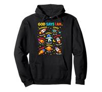 God Says I Am Outer Space Themed Bible Christian Kids Boys Pullover Hoodie