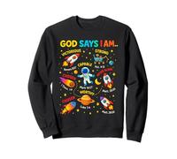 God Says I Am Outer Space Themed Bible Christian Kids Boys Sweatshirt