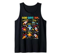God Says I Am Outer Space Themed Bible Christian Kids Boys Tank Top