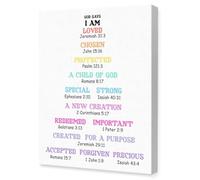 God Says I Am Positive Affirmations - Christian Wall Art for Teens & Kids, Encouraging Canvas Poster for Bedroom, Youth Room, or Faith-Based Home(Unframed,08x12inch(20x30cm))