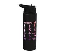 God Says I Am Strong Enough Unique Chosen Brave Loved Faith Stainless Steel Insulated Water Bottle