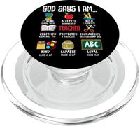 God Says I Am Teacher Strong Accepted Bold Redeemed PopSockets PopGrip for MagSafe