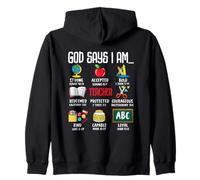 God Says I Am Teacher Strong Accepted Bold Redeemed Zip Hoodie