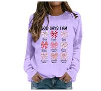 God Says I Am Valentines Sweatshirts for Women Cute Love Heart Sweaters Bible Verse Valentine's Long Sleeve Pullover Tops Jumpers for Women Uk Hoodies for Women Uk Sweatshirts for Women Uk