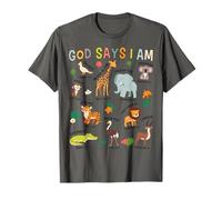 God Says I Am Zoo Animals Toddler Kids Bible Verse Funny T-Shirt