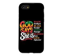 God Says She Is Magic Melanin Queen Black Girl Empowerment Case for iPhone SE (2020) / 7/8