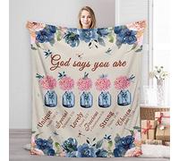 God Says You are Blanket Christian Dragonfly Gifts for Women Religiou Inspirational Blanket for Godmother Adults Kids Soft Cozy Scripture Throw Blankets for Couch Bed, Hydrangea 50" ×40"