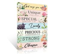 God Says You are Metal Sign 8x12 inch Christian Religious Quotes Scripture Inspirational Vintage Tin Sign Wall Art Decor For Girls' Bedroom Nursery Living Room Gift For Faith-Loving Friends