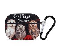 God Says You Are Owl Bluetooth Earphone Case Compatible with Airpods Pro Hard Protective Case with Keychain