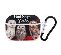 God Says You Are Owl Bluetooth Earphone Case Compatible with Airpods Pro Hard Protective Case with Keychain
