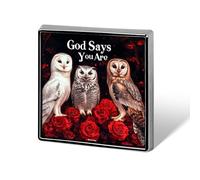 God Says You Are Owl Button Pins Square Badge Personalized Button Brooch Lapel Pins for Women Men Gifts