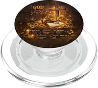God Says You Are Unique Bible Verse Christian Cross Floral PopSockets PopGrip for MagSafe