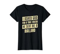 God Sent Me A Mallard Funny Mallard Value Graphic T-Shirt, Women, Black, XS
