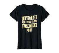 God Sent Me A Pony Funny Pony Value Graphic T-Shirt, Women, Black, XS
