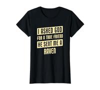 God Sent Me A Raven Funny Raven Value Graphic T-Shirt, Women, Black, L