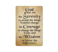 God Serenity Prayer Positive Inspiring Quote Vintage Retro Tin Metal Decor Sign Home Bar Kitchen Coffee Man Cave Garage Wall Decor Art Tin Sign 12x16 Inch