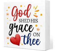 God Shed His Grace on Thee Box Sign 7x7 Inch Patriotic Decor