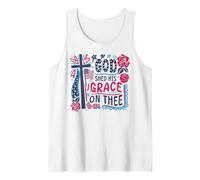 God Shed His Grace on Thee Cross Flag Roses Christian Faith Tank Top