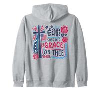God Shed His Grace on Thee Cross Flag Roses Christian Faith Zip Hoodie