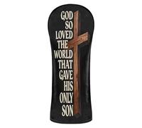 God So Love The World Cross Golf Club Head Covers Premium Leather Accessories with Interchangeable No. Tags for Driver Hybrid and Fairway Woods