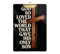 God So Love The World Cross menu clipboards for Restaurants Standard Hole for Teacher Must Haves for Classroom Elementary Size 9 x 12 Gold