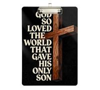 God So Love The World Cross menu clipboards for Restaurants Standard Hole for Teacher Must Haves for Classroom Elementary Size 9 x 12 Silver