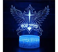 GOD Speed 3D Night Light 16 Color Change Lamp Acrylic Flat ABS Base USB Charger Home Decoration Toy Brithday Xmas Kid Children Gift